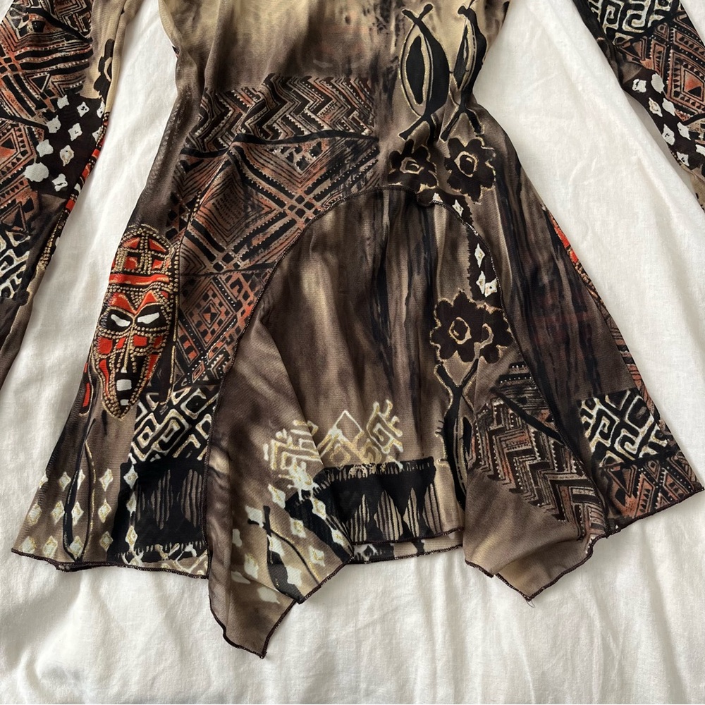 Cache Cache Brown Abstract Print Sheer Asymmetric… - image 8